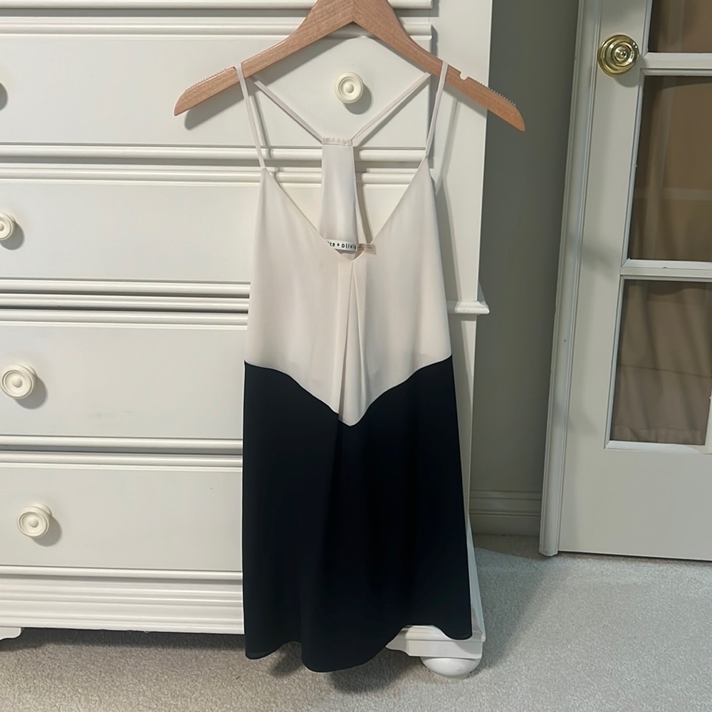 Alice + Olivia Black and Ivory Silk Top